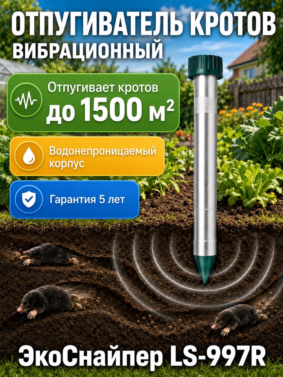 Отпугиватель кротов Экоснайпер LS-997R