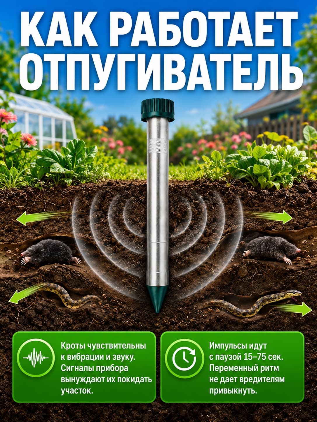 Отпугиватель кротов Экоснайпер LS-997R