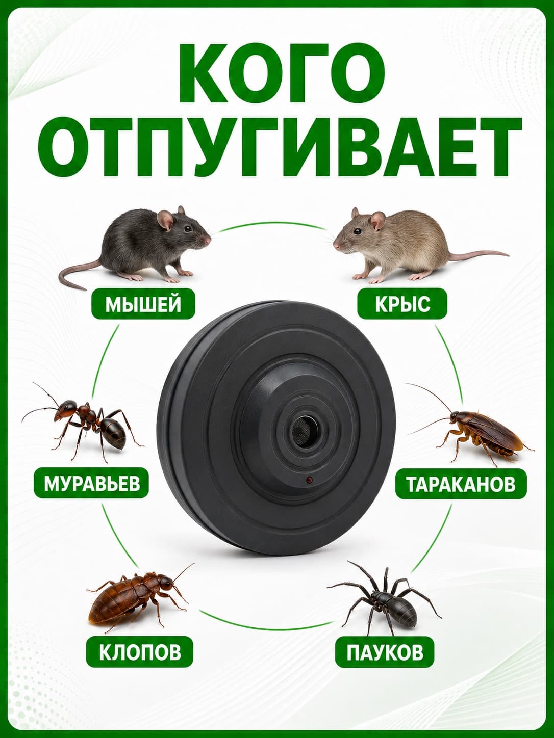 Ультразвуковой отпугиватель мышей, крыс и тараканов ЭкоСнайпер LS-925