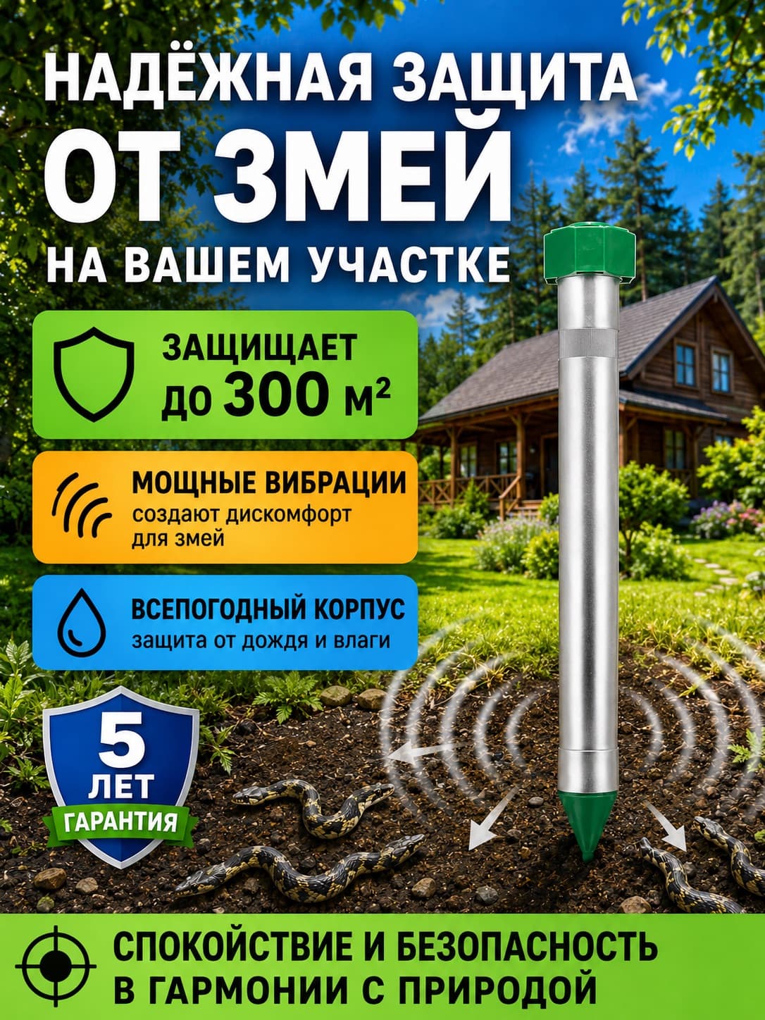 Вибрационный отпугиватель змей ЭкоСнайпер LS-107
