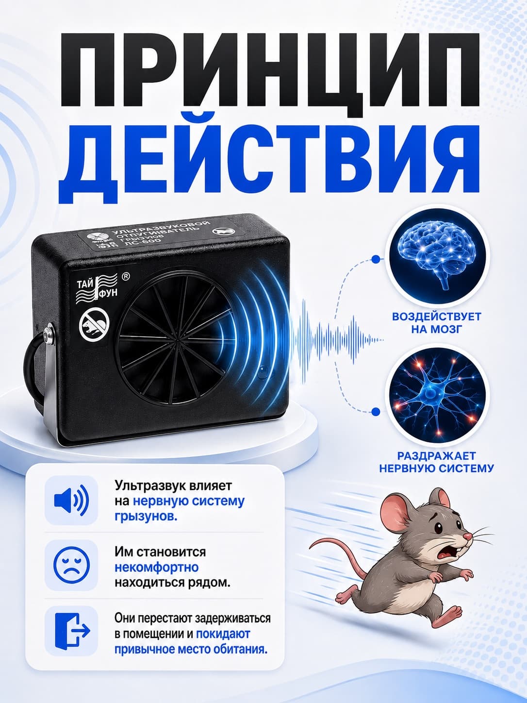 Отпугиватель грызунов ультразвуковой Тайфун ЛС-600