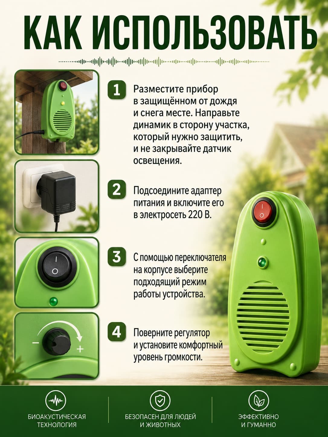 Биоакустический отпугиватель птиц Сокол