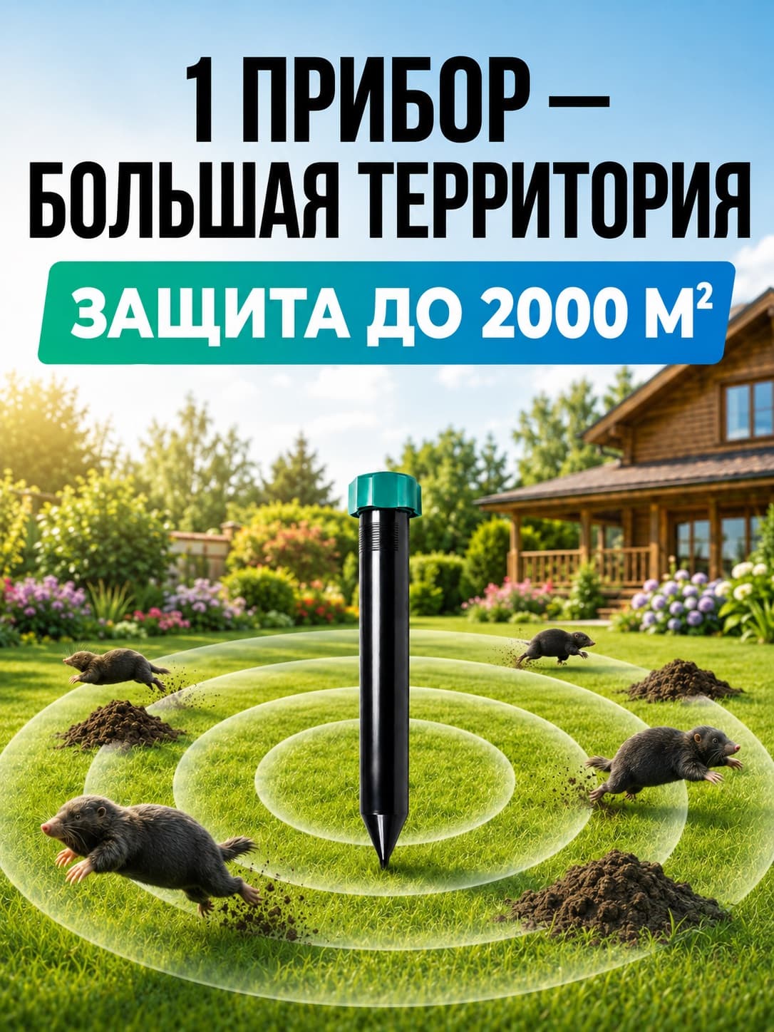 Торнадо ОЗВ.02 - вибрационный отпугиватель кротов и змей на батарейках