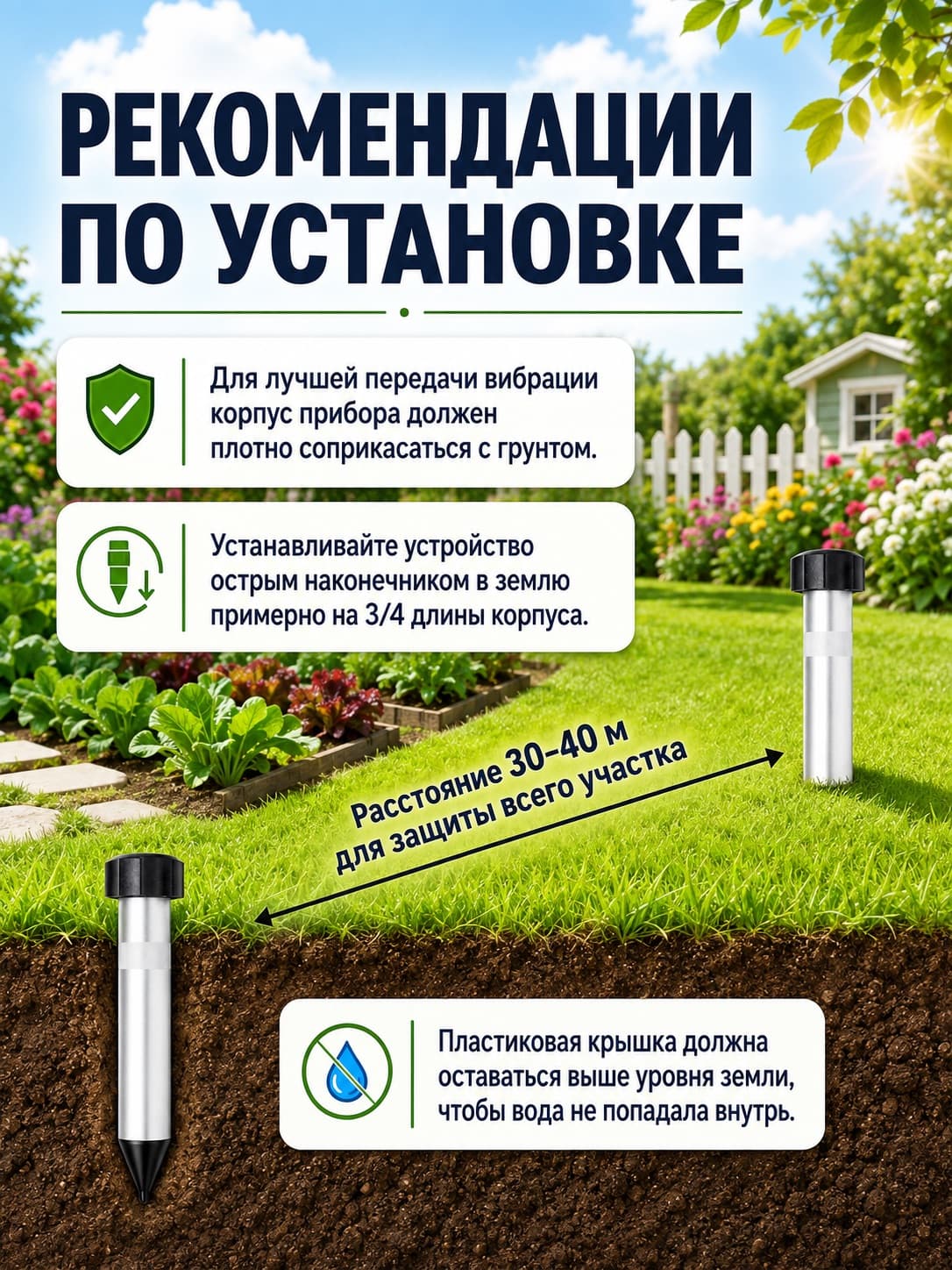 Вибрационный отпугиватель кротов Экоснайпер LS-997MR