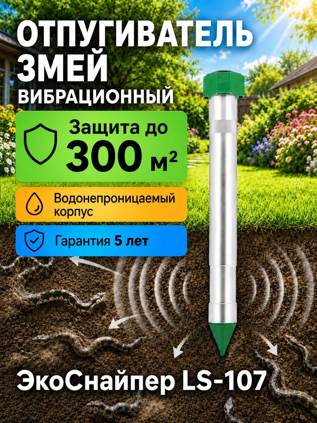 Вибрационный отпугиватель змей ЭкоСнайпер LS-107